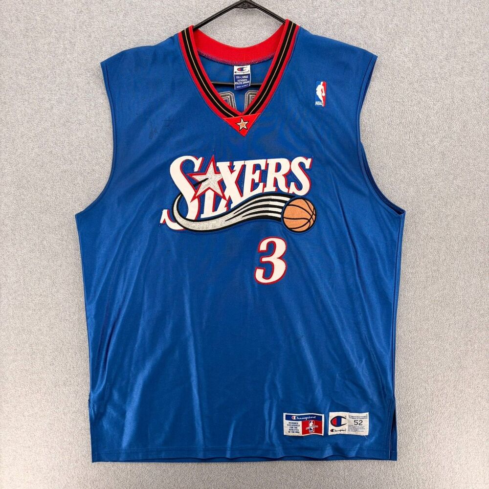 100% Authentic Allen Iverson Vintage Champion 76ers Sixers Jersey 52 XXL Mens